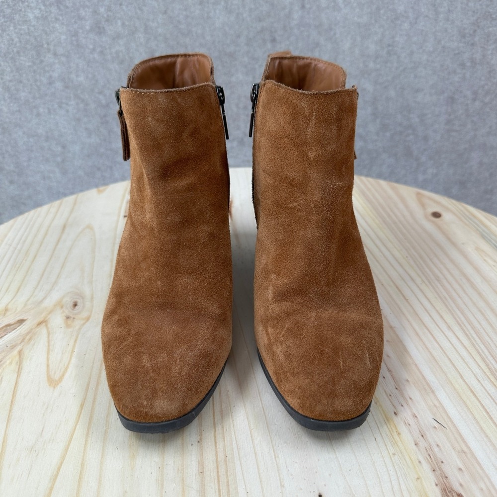 Blondo Ankle Boots‎ Caramel Leather Suede Round Toe Zip Block Heel Waterproof 8M - Picture 4 of 13